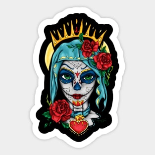 Santa muerte portrait with red roses Sticker